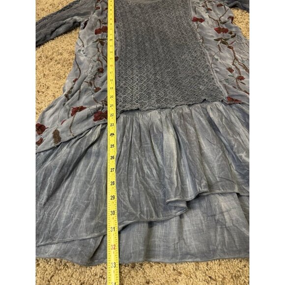 Tunic Top Lagenlook Mix Media Embroidered Boho Hippie Fairy Witchy Grunge MEDIUM - Picture 11 of 12